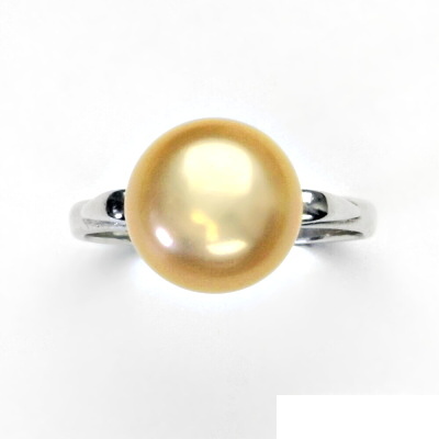 Stříbrný prstýnek, přírodní perla 11-12 mm lososová velká, prsten ze stříbra, T 1510 