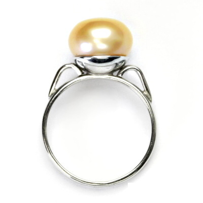 Stříbrný prstýnek, přírodní perla 11-12 mm lososová velká, prsten ze stříbra, T 1510 