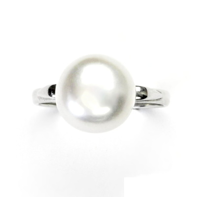 Stříbrný prstýnek, přírodní perla bílá 11-12 mm, prsten ze stříbra, T 1510 