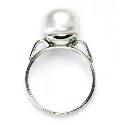 Stříbrný prstýnek, přírodní perla bílá 11-12 mm, prsten ze stříbra, T 1510 