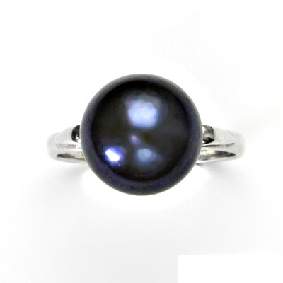 Stříbrný prstýnek, přírodní perla černá 11-12 mm, prsten ze stříbra, T 1510