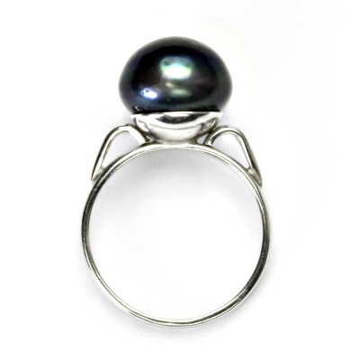 Stříbrný prstýnek, přírodní perla černá 11-12 mm, prsten ze stříbra, T 1510