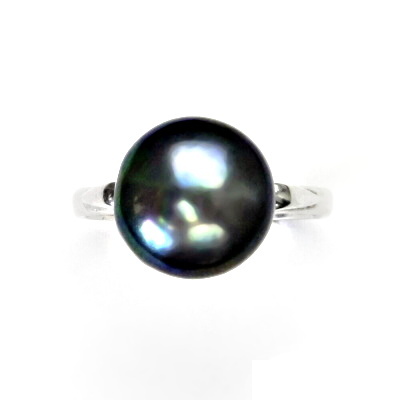 Stříbrný prstýnek, přírodní perla černá 11-12 mm, prsten ze stříbra, T 1510