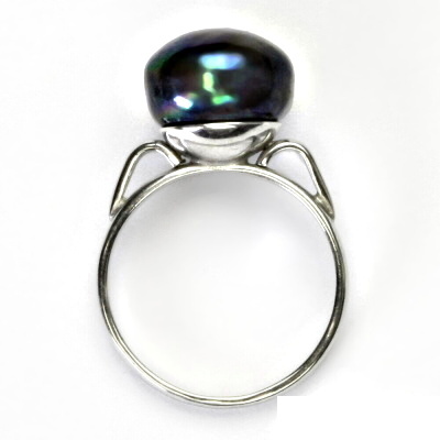 Stříbrný prstýnek, přírodní perla černá 11-12 mm, prsten ze stříbra, T 1510