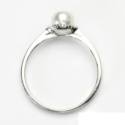 Stříbrný prsten, přírodní říční perla bílá 5,5 mm, prstýnek ze stříbra, T 1356 
