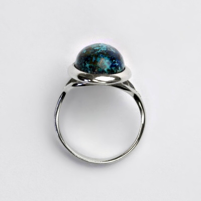Stříbrný prsten, přírodní chryzokol, T 1454 