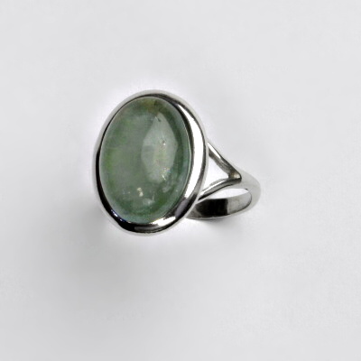 Stříbrný prsten, přírodní akvamarin C, prstýnek ze stříbra, T 1454