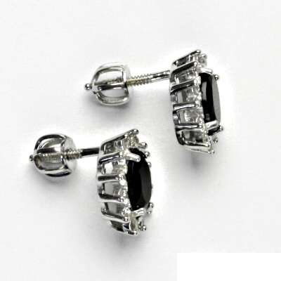 Stříbrné náušnice Kate, přírodní černý spinel (pleonast), náušnice ze stříbra, NŠ 1480