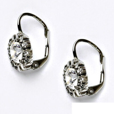 Stříbrné náušnice s čirými zirkony, náušnice ze stříbra, zirkon, VE 104