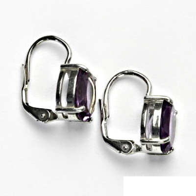 Stříbrné náušnice, zirkon ametyst, náušnice ze stříbra, NK 1242 