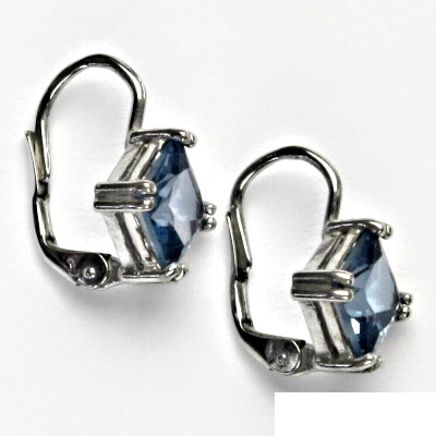Stříbrné náušnice, zirkon akvamarin, náušnice ze stříbra, NK 1258