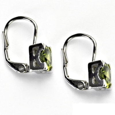 Stříbrné náušnice, zirkon olivín, náušnice se zirkony, NK 1269 