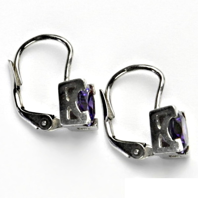 Stříbrné náušnice, zirkon ametyst, náušnice se zirkony, NK 1269 