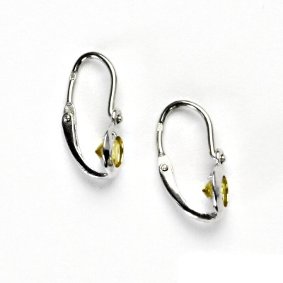 Stříbrné naušnice se zirkony, žlutý zirkon, dětské náušnice, NK 1319 