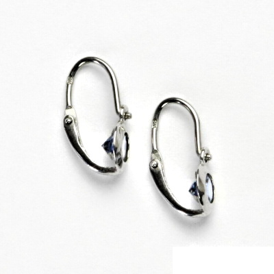 Stříbrné naušnice se zirkony, zirkon akvamarin, dětské náušnice, NK 1319 