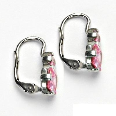 Stříbrné náušnice, růžový zirkon, náušnice se zirkony, NK 1249 
