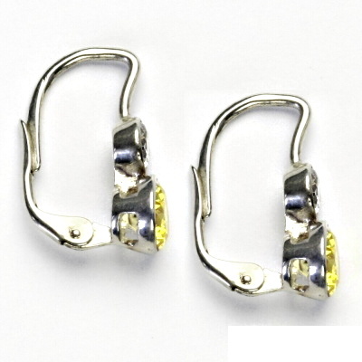 Stříbrné náušnice, čirý a žlutý zirkon, náušnice na klapku, NK 1033 