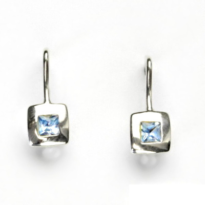 Stříbrné náušnice, zirkon akvamarin, náušnice na klapku, NK 1128 A 