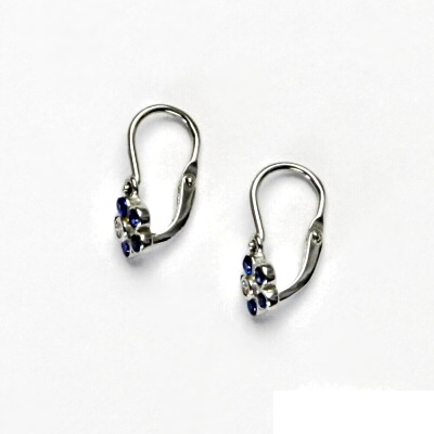 Stříbrné dětské náušnice, kytička, zirkon spinel, stříbro,NK 1384 
