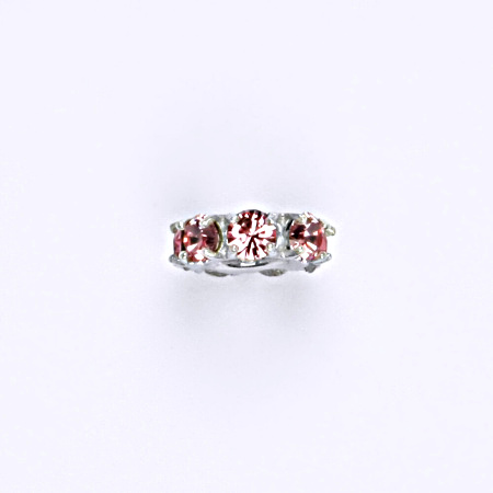 Korálek stříbrný na náramek se swarovski light rose krystaly P 1371