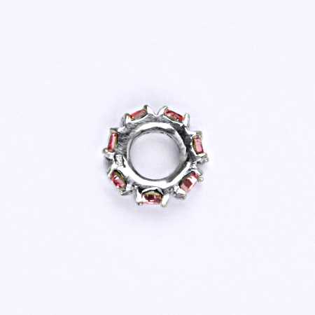 Korálek stříbrný na náramek se swarovski light rose krystaly P 1371