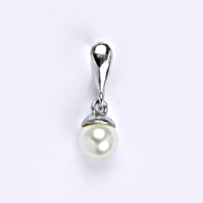Stříbrný přívěšek se Swarovski bílou perlou 6 mm, P 1397/22