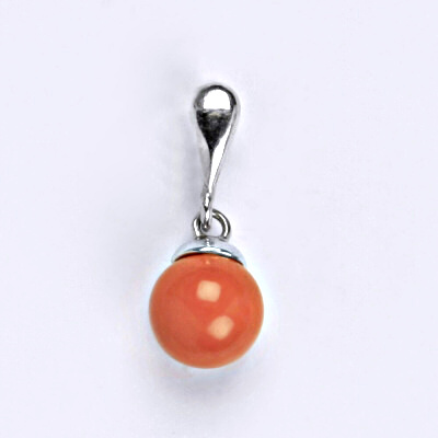 Stříbrný přívěšek se Swarovski perlou coral 8 mm, P 1397/22