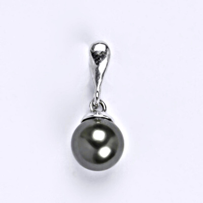 Stříbrný přívěšek se Swarovski perlou dark grey 8 mm, P 1397/22 