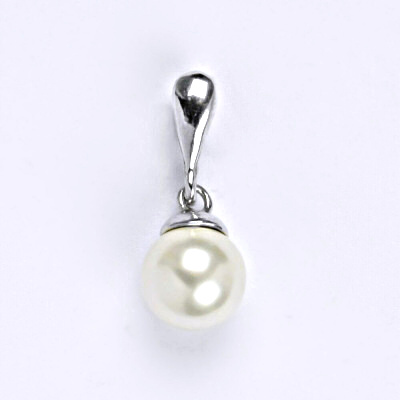 1 Stříbrný přívěšek se Swarovski perlou white 8 mm, P 1397/22