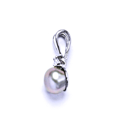 Stříbrný přívěšek s přírodní šedorůžovou perlou 6 mm, P 1243