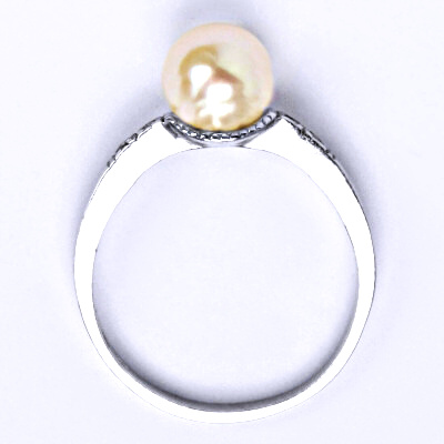 Stříbrný prsten s lososvou přírodní perlou 8 mm, T 1211