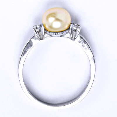 Stříbrný prsten s lososvou přírodní perlou 8 mm, T 1207 pp