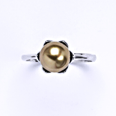 Stříbrný prsten se Swarovski bronze perlou 8 mm, T 1351