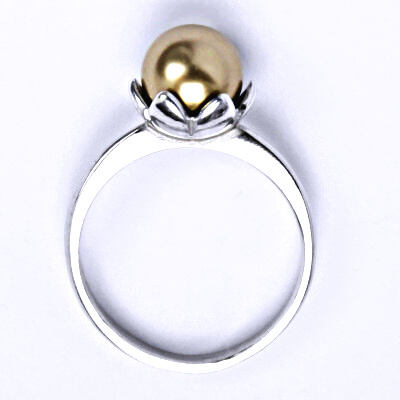 Stříbrný prsten se Swarovski bronze perlou 8 mm, T 1351