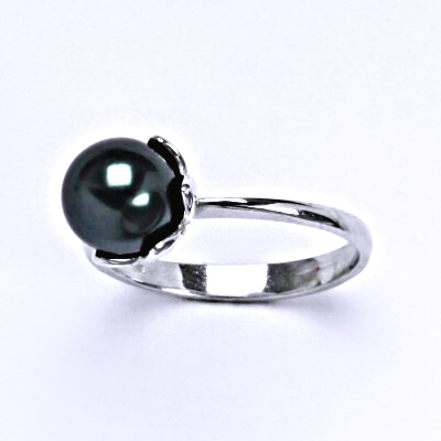 Stříbrný prsten se Swarovski tahitian-look perlou 8 mm, T 1351