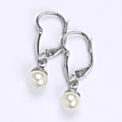 Stříbrné náušnice se Swarovski perlou white 6 mm, NK 1397/20