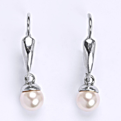 Stříbrné náušnice se Swarovski perlou rosaline 6 mm, NK 1397/20