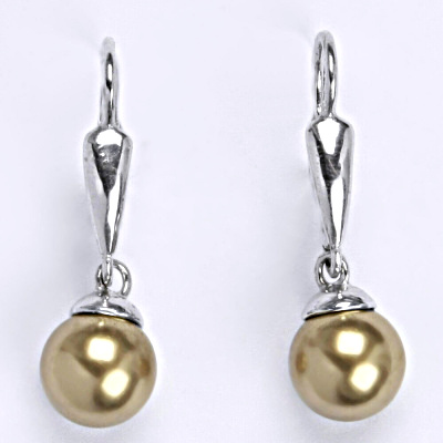 Stříbrné náušnice se Swarovski perlou bronze 8 mm, NK 1397/20