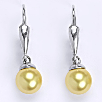 Stříbrné náušnice se Swarovski perlou gold 8 mm, NK 1397/20