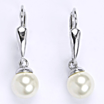 Stříbrné náušnice se Swarovski perlou white 8 mm, NK 1397/20