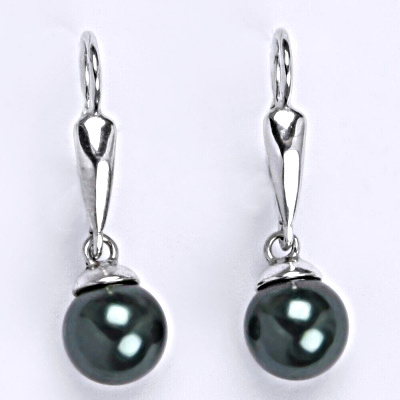 Stříbrné náušnice se Swarovski perlou tahitian-look 8 mm, NK 1397/20 