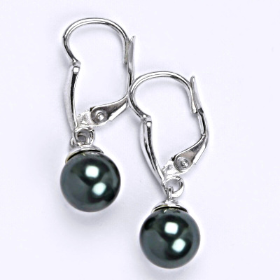 Stříbrné náušnice se Swarovski perlou tahitian-look 8 mm, NK 1397/20