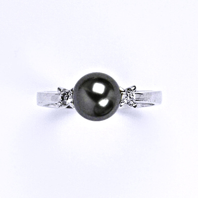 Stříbrný prsten, Swarovski dark grey perla 8 mm, T 1207