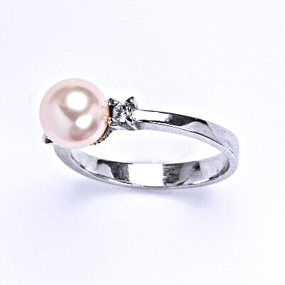 Stříbrný prsten, Swarovski rosaline perla 8 mm, T 1207