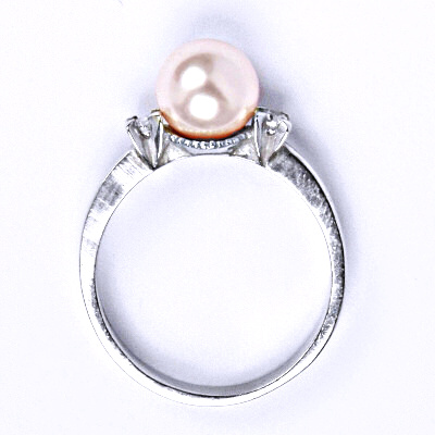 Stříbrný prsten, Swarovski rosaline perla 8 mm, T 1207