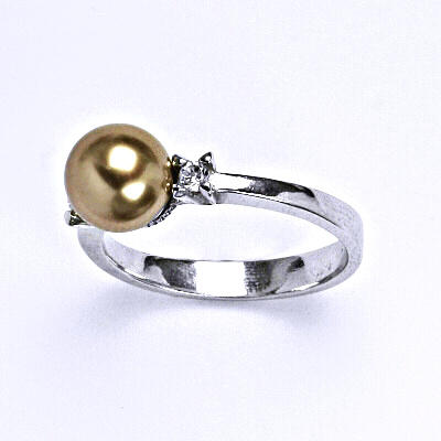 Stříbrný prsten, Swarovski bronze perla 8 mm, T 1207