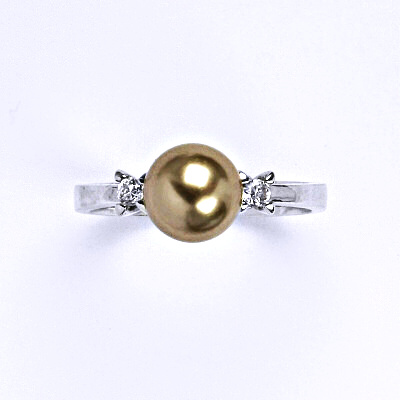 Stříbrný prsten, Swarovski bronze perla 8 mm, T 1207