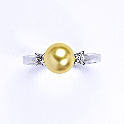 Stříbrný prsten se Swarovski gold perlou 8 mm, T 1207