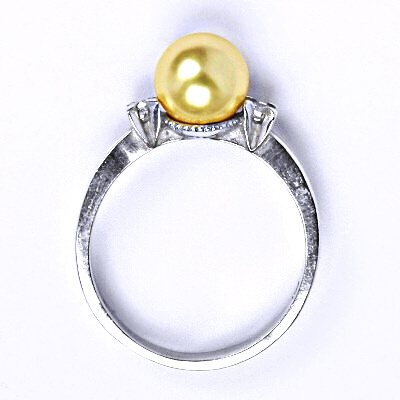 Stříbrný prsten se Swarovski gold perlou 8 mm, T 1207