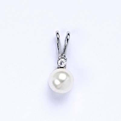 Stříbrný přívěšek se Swarovski bílou perlou 6 mm, P 1243